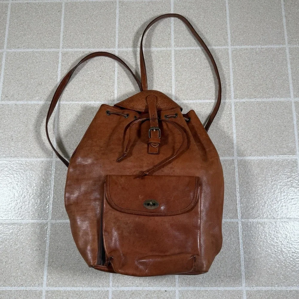 Vintage Bojola Firenze Leather Backpack Original Saddler Bag Made in Italy Brown